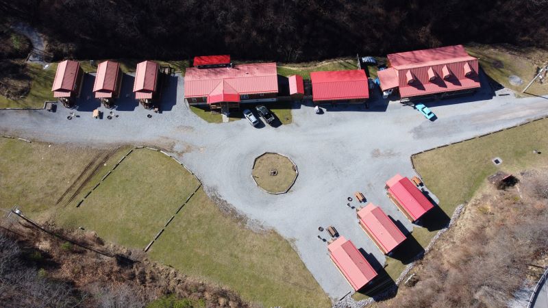 Real McCoy Cabins Aerial picture of resort