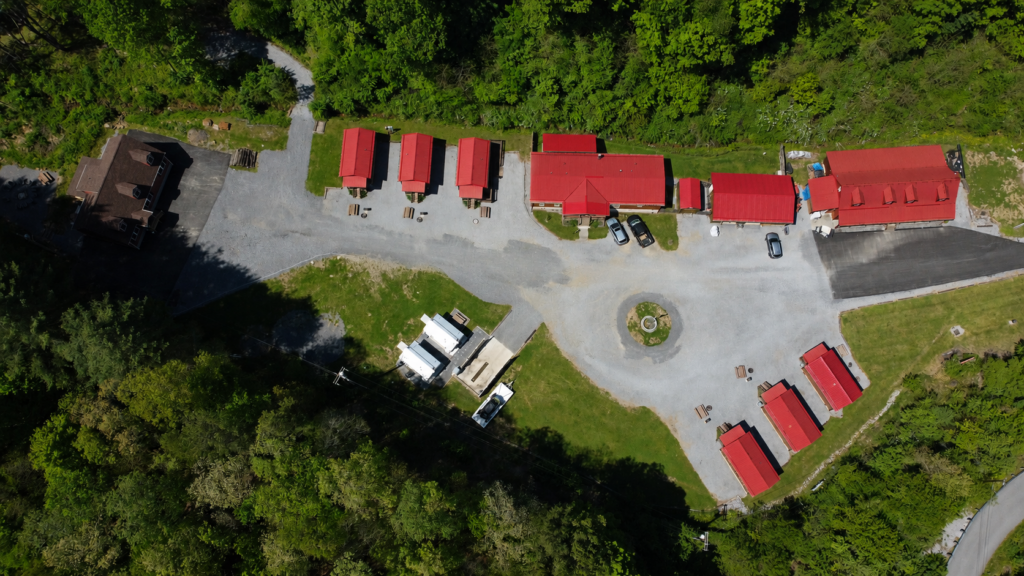 Drone shot of Real McCoy Cabins